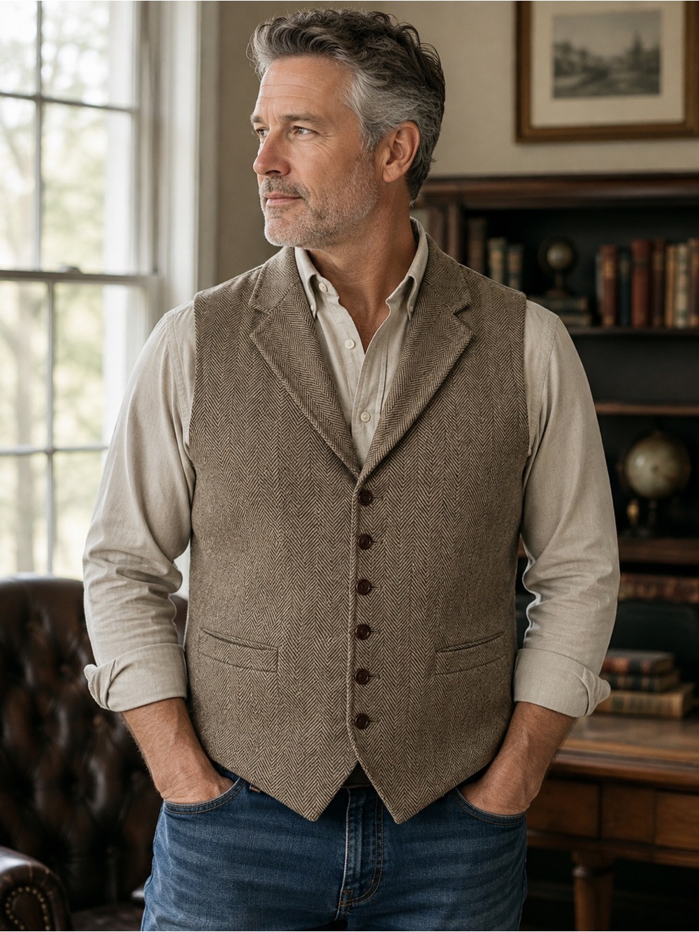 Vintage Orvis Signature Collection Tweed Herringbone Vest XL